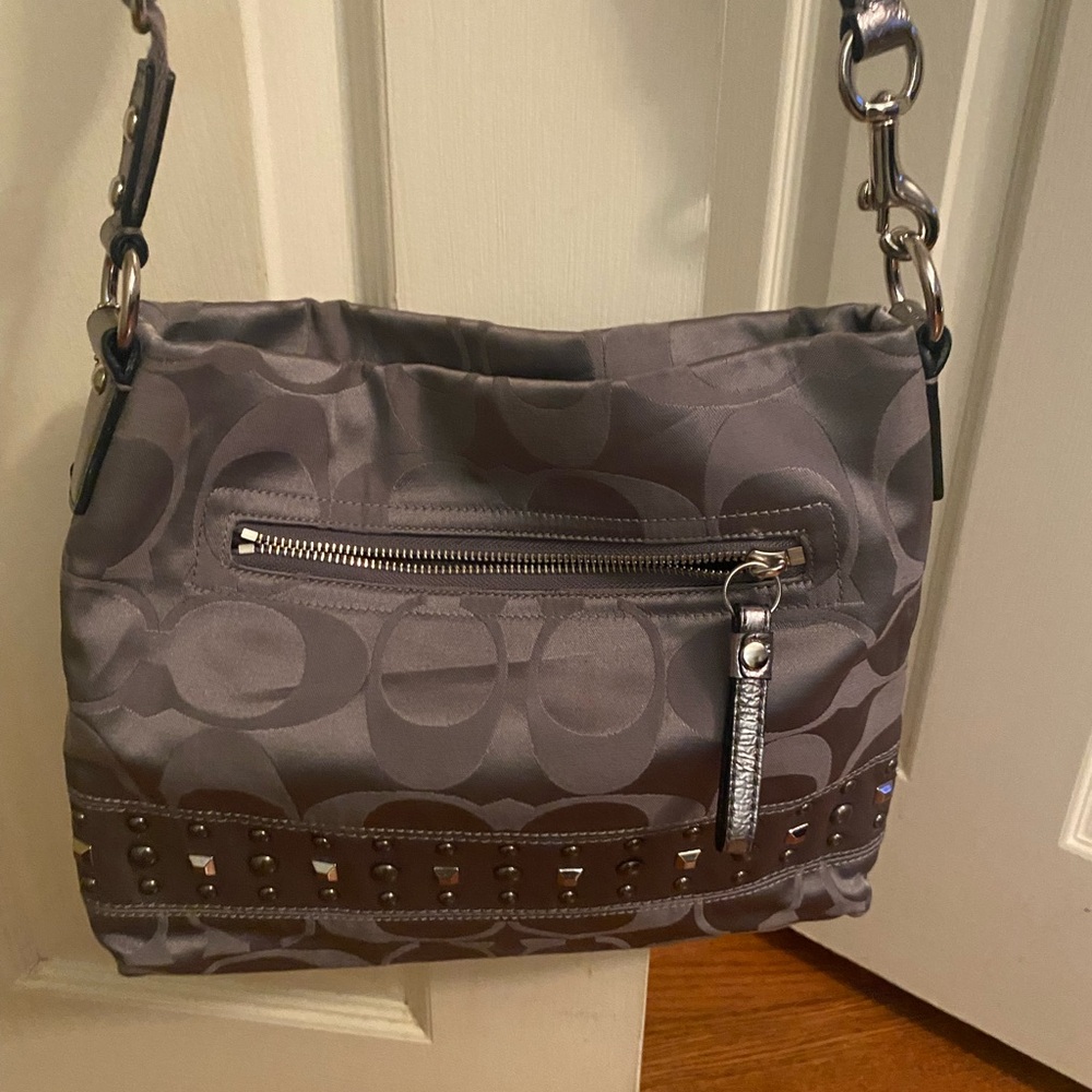 Coach Gray and Brown Shoulder Bag